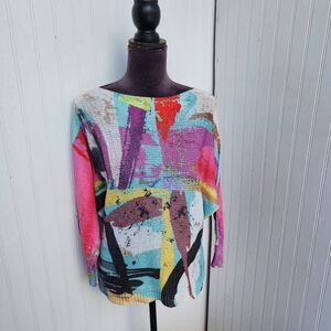 Free for Humanity Sweater Womens One Size Shimmery Multicolor Dolman Sleeve OS